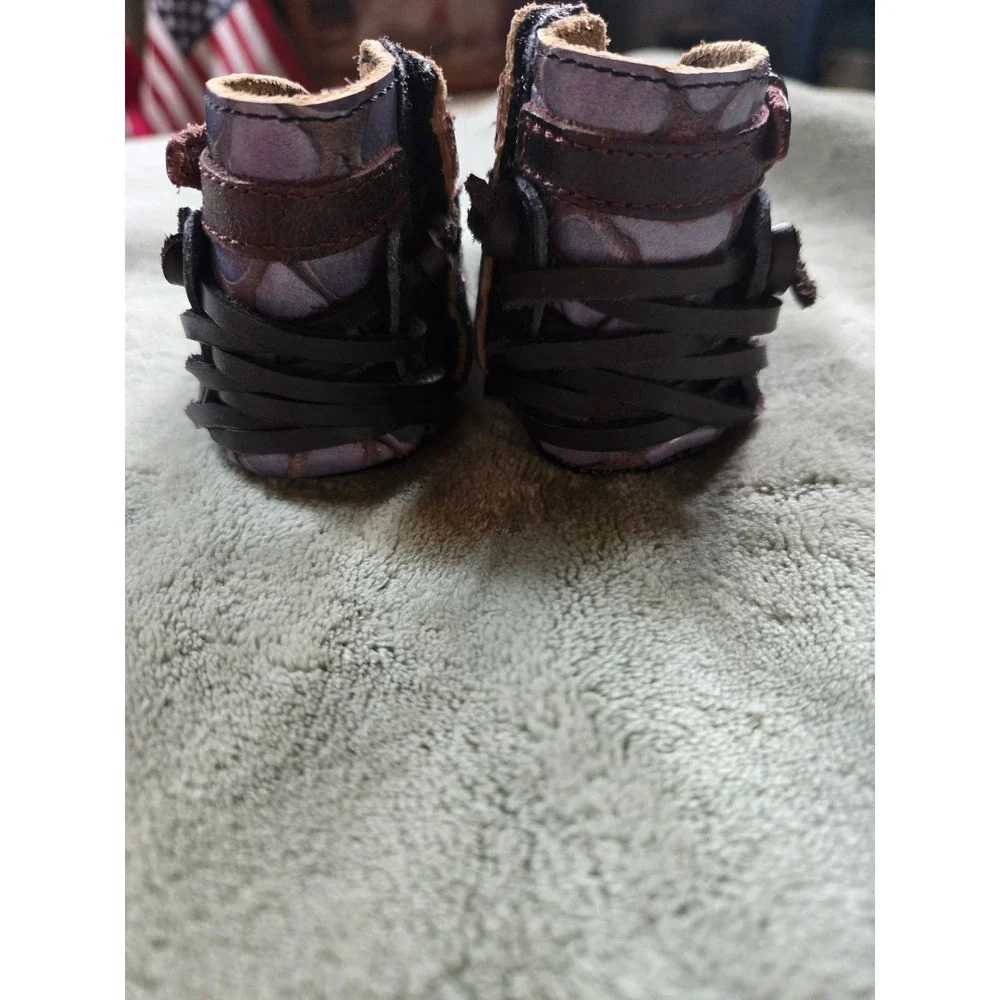 Freebird by Steven Baby Leather Multi-Strap Boots Black Burgundy
